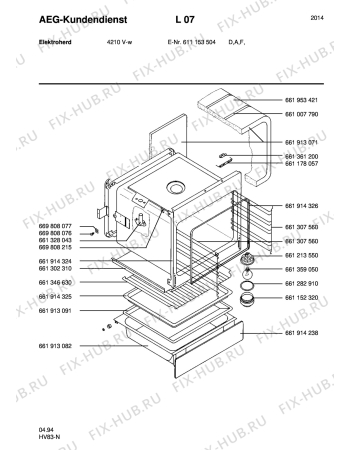 Взрыв-схема плиты (духовки) Aeg 4210V-W - Схема узла Section2